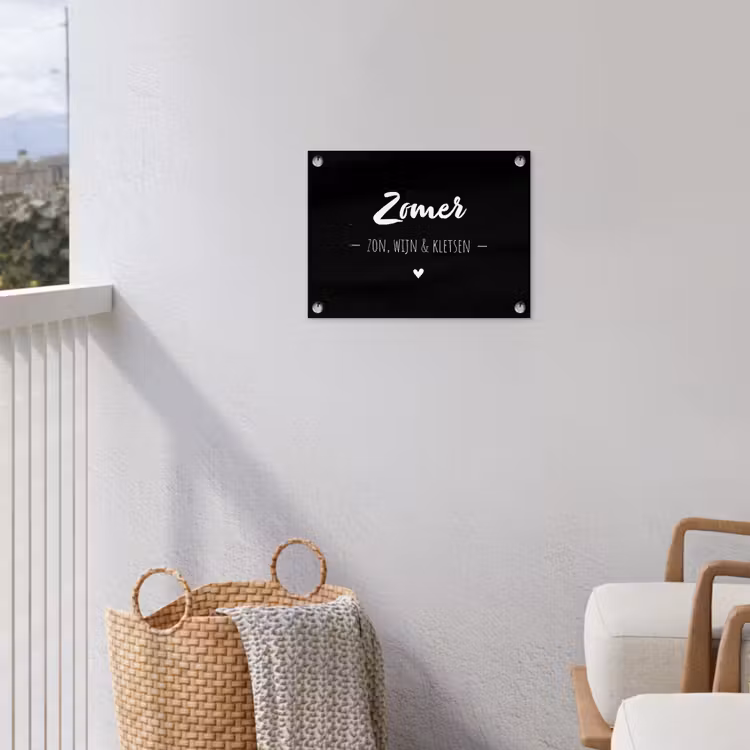 Zomer, zon, wijn & kletsen - Tekst - Zomer - Wijn - Quotes tuinposter los doek klein -sfeer8