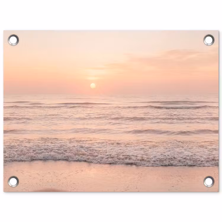 Zon - Strand - Roze tuinposter los doek klein -3d