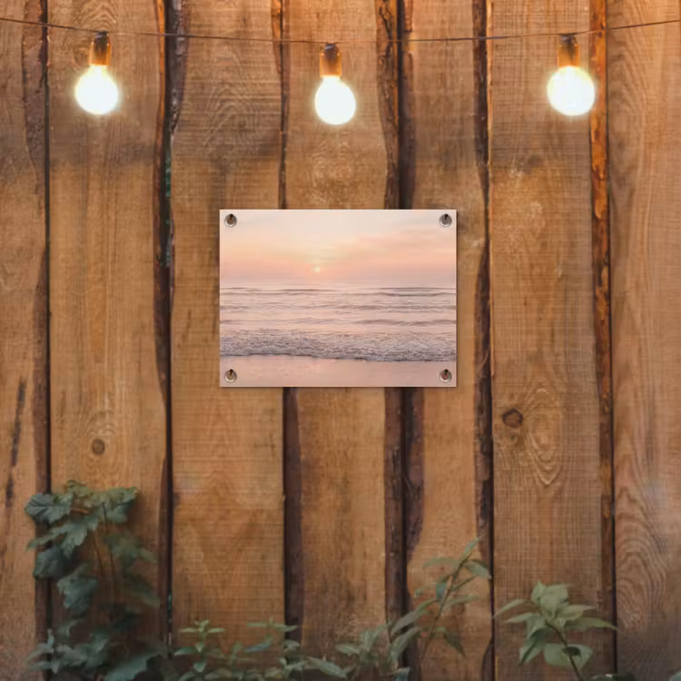 Zon - Strand - Roze tuinposter los doek klein -sfeer1