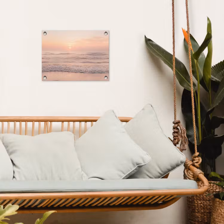 Zon - Strand - Roze tuinposter los doek klein -sfeer7