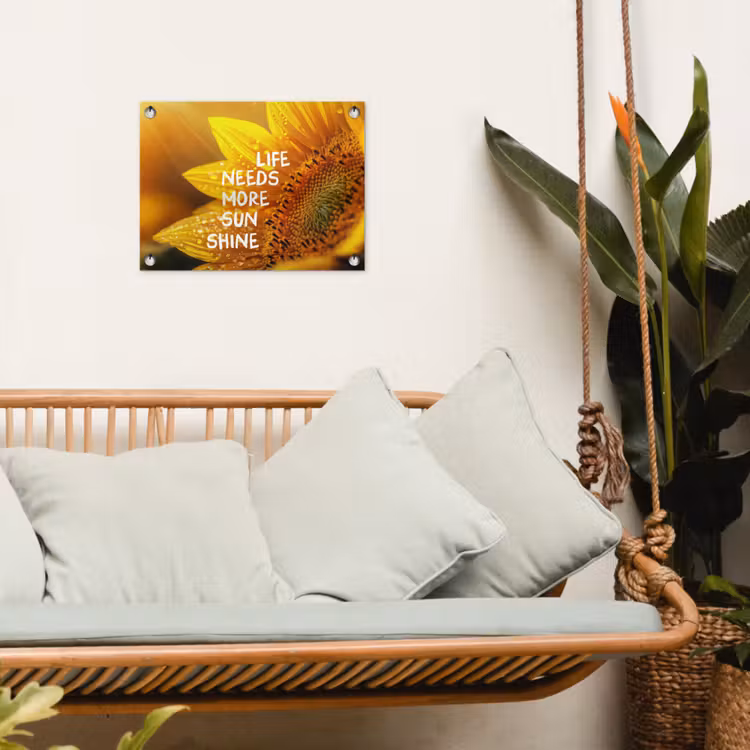 Zonnebloem - Close up - Geel - Quote tuinposter los doek klein -sfeer7