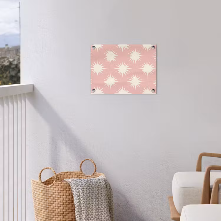 Zonnen - Patroon - Roze tuinposter los doek klein 239 -sfeer8