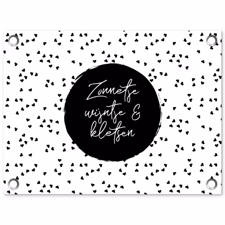 Zonnetje, wijntje & kletsen - Quotes - Tekst - Wijn - Zomer tuinposter los doek klein -3d