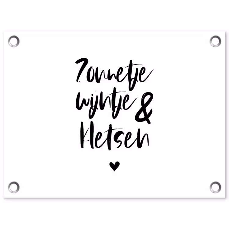 Zonnetje, wijntje & kletsen - Quotes - Tekst - Zomer - Wijn tuinposter los doek klein -3d