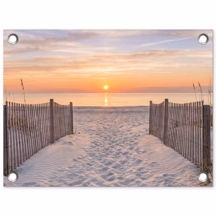 Zonsondergang - Strand - Zand tuinposter los doek klein -3d
