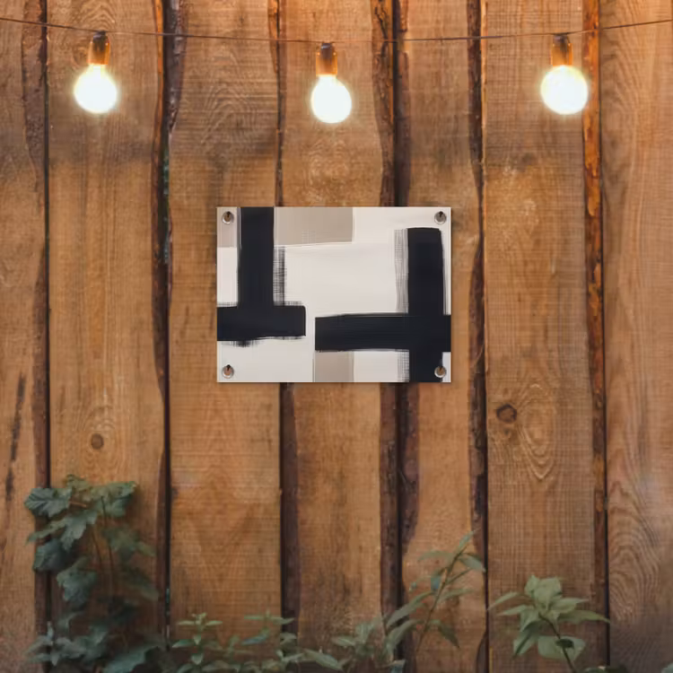 Zwart - Abstract - Japandi tuinposter los doek klein -sfeer1