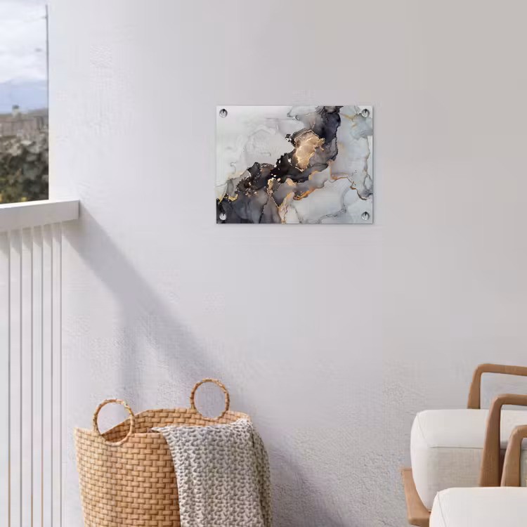 Zwart - Marmer - Luxe - Goud tuinposter los doek klein -sfeer8