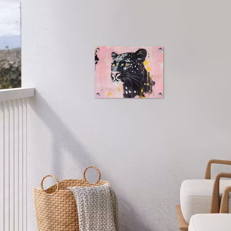 Zwart - Panter - Roze - Abstract tuinposter los doek klein -sfeer8
