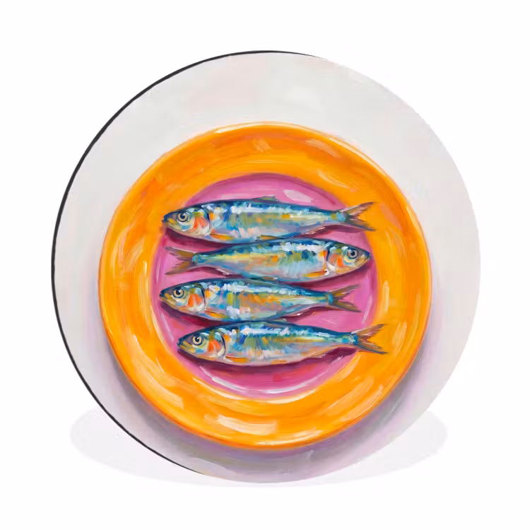 Vis - Vier - Eten - Modern - Kleurrijk Wandcirkel aluminium klein -3d