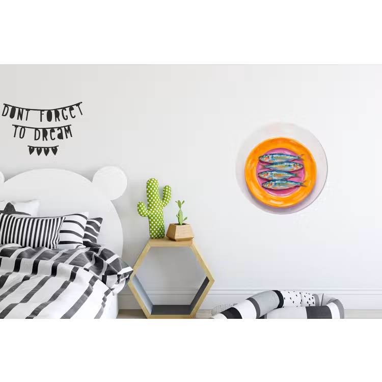 Vis - Vier - Eten - Modern - Kleurrijk Wandcirkel aluminium klein -kinderkamer