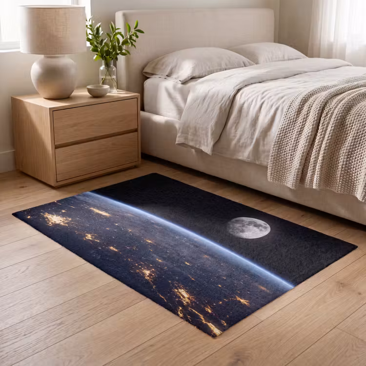 Vloerkleed - Aarde - Nacht - Ruimte - Aarde - Nacht - Ruimte Vloerkleed Rechthoek klein