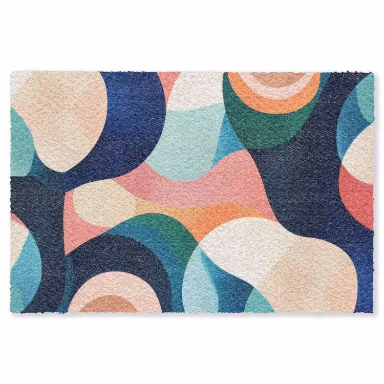 Abstract - Blauw - Roze Vloerkleed Rechthoek klein -3d