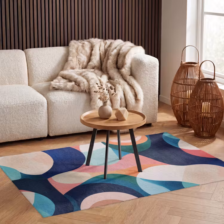 Abstract - Blauw - Roze Vloerkleed Rechthoek klein -atmosphere_sfeer2_global