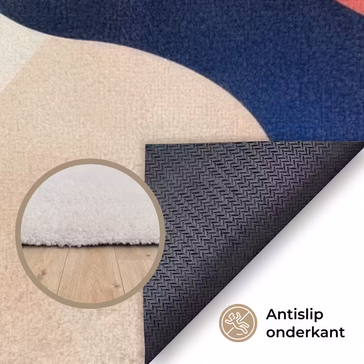 Abstract - Blauw - Roze Vloerkleed Rechthoek klein -uniquesellingpoint_antislip_NL