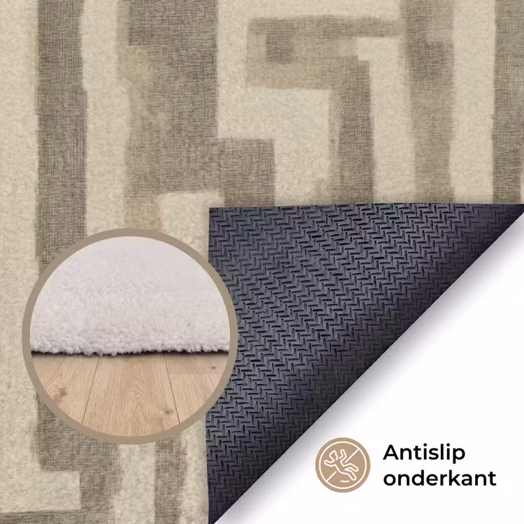 Abstract - Geometrisch - Groen Vloerkleed Rechthoek klein 1091 -uniquesellingpoint_antislip_NL_DE