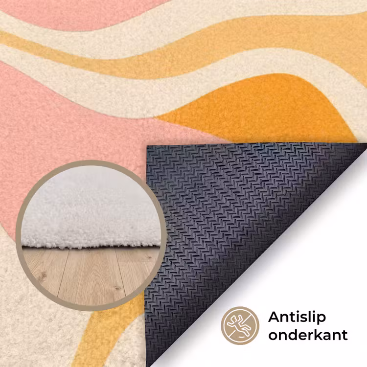 Abstract - Golvend - Oranje Vloerkleed Rechthoek klein -uniquesellingpoint_antislip_NL