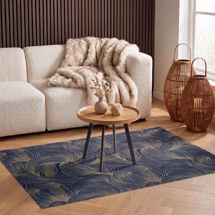 Abstract - Lijnen - Blauw - Goud Vloerkleed Rechthoek klein 1091 -atmosphere_sfeer2_global