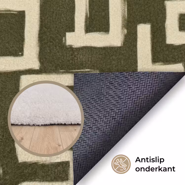 Abstract - Lijnen - Groen Vloerkleed Rechthoek klein 1091 -uniquesellingpoint_antislip_NL