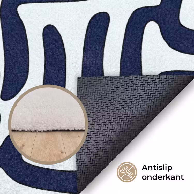 Abstract - Modern - Blauw Vloerkleed Rechthoek klein 1091 -uniquesellingpoint_antislip_NL