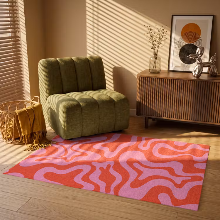 Abstract - Patroon - Rood - Roze - Minimalistisch Vloerkleed Rechthoek klein -atmosphere_sfeer1_global
