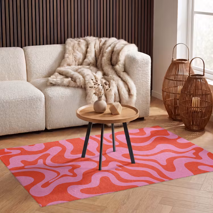 Abstract - Patroon - Rood - Roze - Minimalistisch Vloerkleed Rechthoek klein -atmosphere_sfeer2_global
