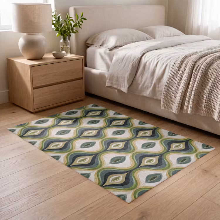 Abstract - Ritmisch - Groen Vloerkleed Rechthoek klein 1091 -atmosphere_sfeer3_global