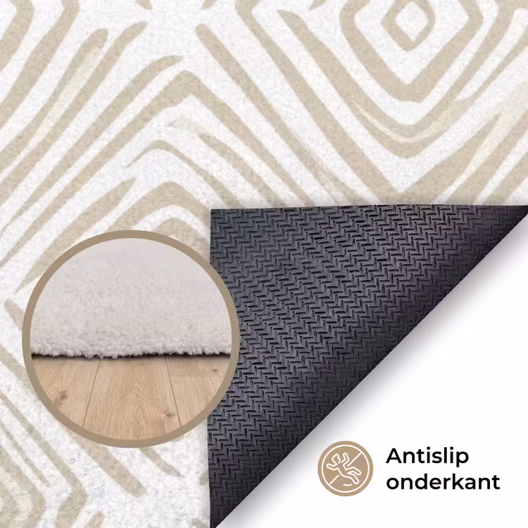 Abstract - Ruit - Beige Vloerkleed Rechthoek klein 1091 -uniquesellingpoint_antislip_NL_DE