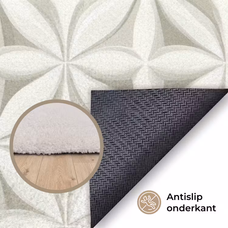 Abstract - Structuur - Grijs - Wit Vloerkleed Rechthoek klein 1091 -uniquesellingpoint_antislip_NL_DE