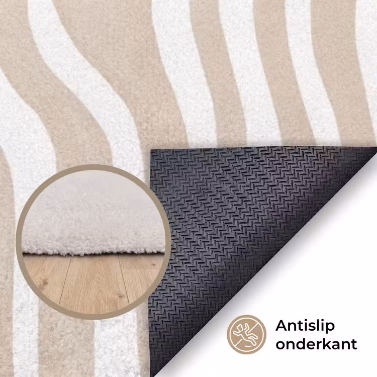 Abstract - Zebra - Beige Vloerkleed Rechthoek klein 1091 -uniquesellingpoint_antislip_NL_DE