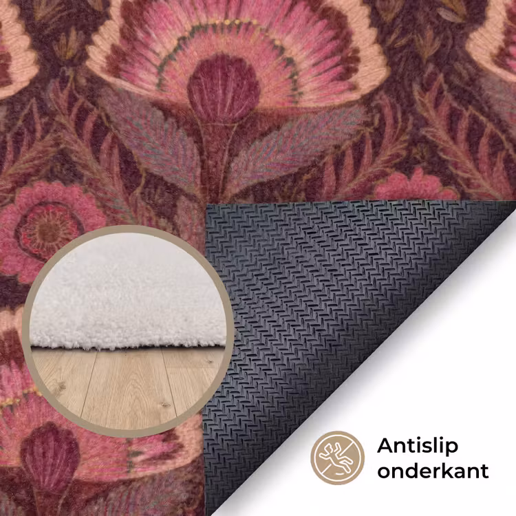 Antiek - Bloemen - Kleurrijk Vloerkleed Rechthoek klein 1091 -uniquesellingpoint_antislip_NL