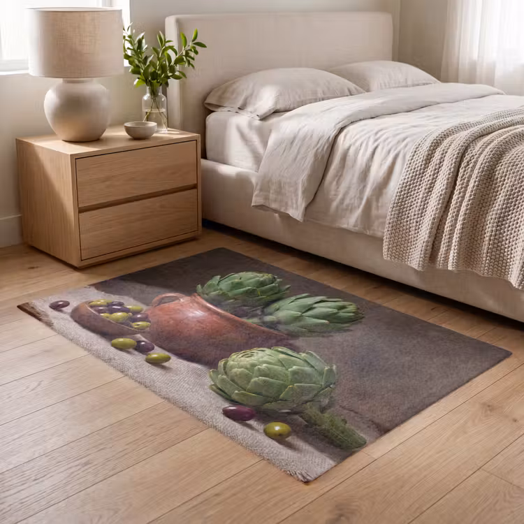 Vloerkleed - Artisjokken - Olijven - Eten - Artisjokken - Olijven - Eten Vloerkleed Rechthoek klein