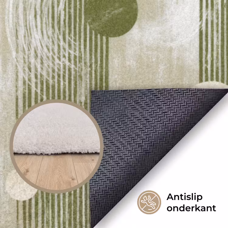 Artistiek - Modern - Groen Vloerkleed Rechthoek klein 1091 -uniquesellingpoint_antislip_NL_DE