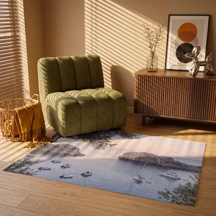 Vloerkleed - Baai - boten - zonsondergang - Baai - boten - zonsondergang Vloerkleed Rechthoek klein