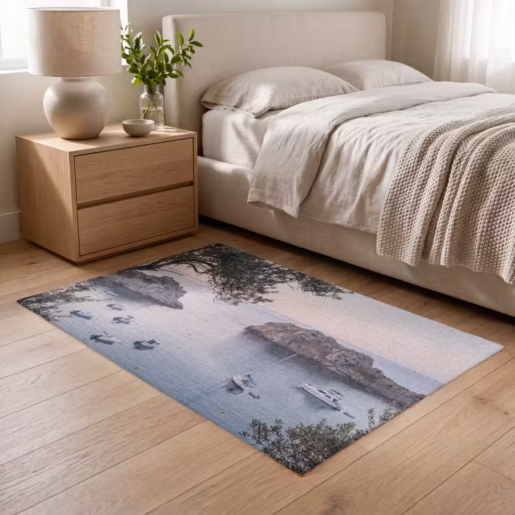 Vloerkleed - Baai - boten - zonsondergang - Baai - boten - zonsondergang Vloerkleed Rechthoek klein
