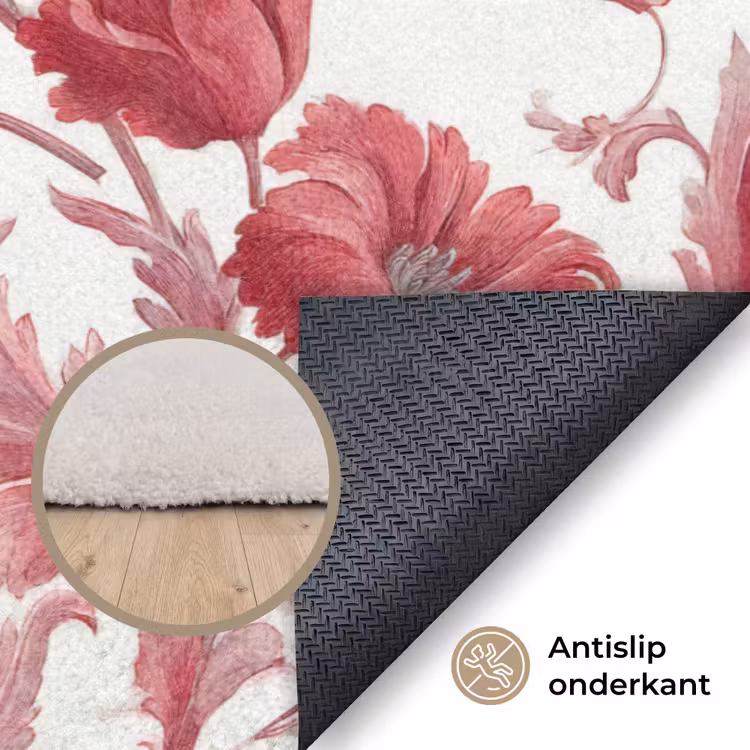 Barok - Patroon - Rood Vloerkleed Rechthoek klein 1091 -uniquesellingpoint_antislip_NL