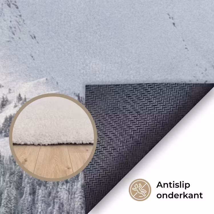 Berg - Sneeuw - Winter - Natuur - Wit Vloerkleed Rechthoek klein -uniquesellingpoint_antislip_NL_DE