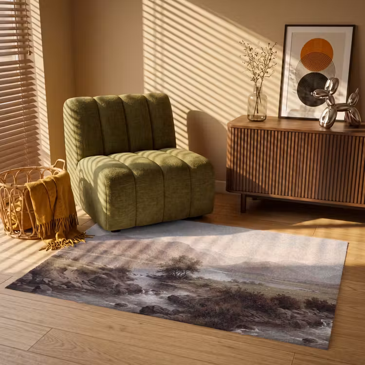 Berglandschap - Meer - Bergen - Vallei - Klassiek Vloerkleed Rechthoek klein -atmosphere_sfeer1_global