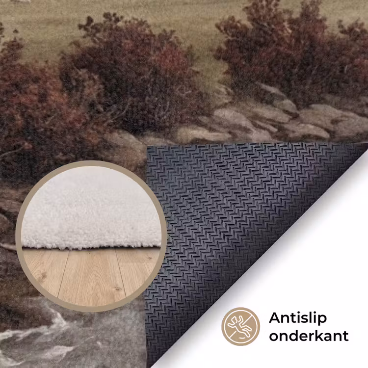 Berglandschap - Meer - Bergen - Vallei - Klassiek Vloerkleed Rechthoek klein -uniquesellingpoint_antislip_NL