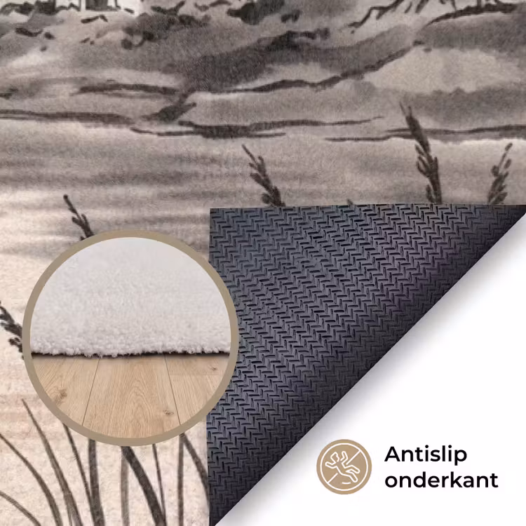 Bergtop - Meer - Bloesem Vloerkleed Rechthoek klein -uniquesellingpoint_antislip_NL_DE