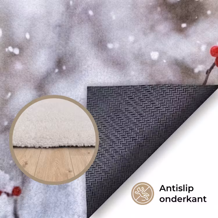 Bessen - Takken - Sneeuw - Winter - Kleurrijk Vloerkleed Rechthoek klein -uniquesellingpoint_antislip_NL_DE
