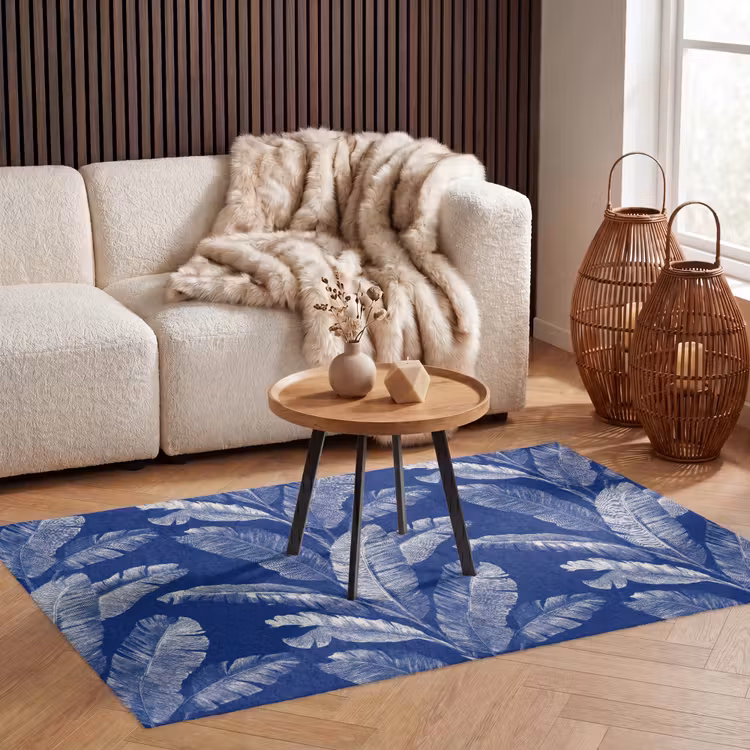 Blad - Palm - Blauw Vloerkleed Rechthoek klein 1091 -atmosphere_sfeer2_global