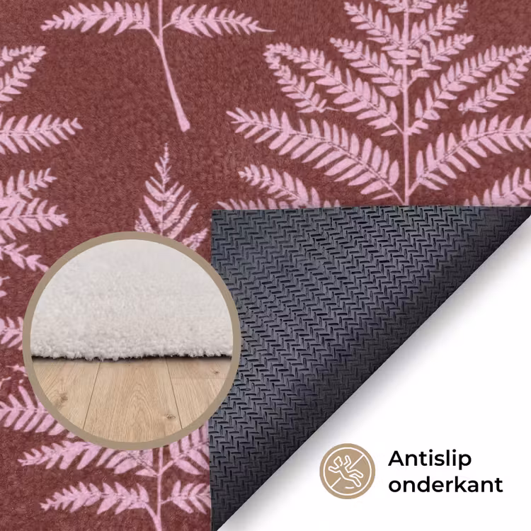 Blad - Patroon - Paars Vloerkleed Rechthoek klein 1091 -uniquesellingpoint_antislip_NL