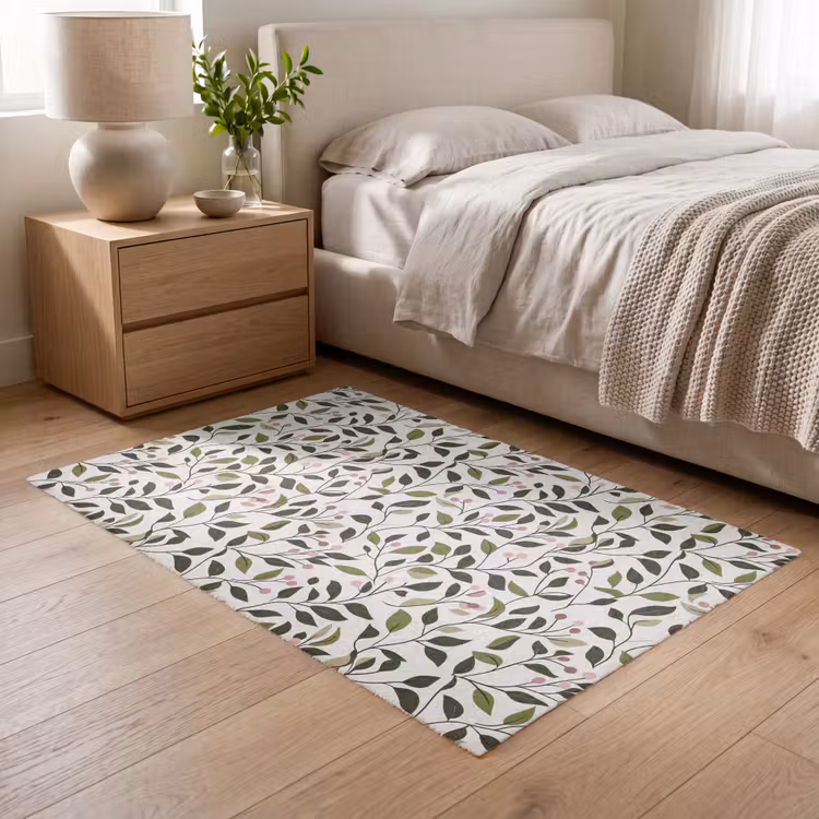 Bladeren - Bessen - Roze Vloerkleed Rechthoek klein 1091 -atmosphere_sfeer3_global