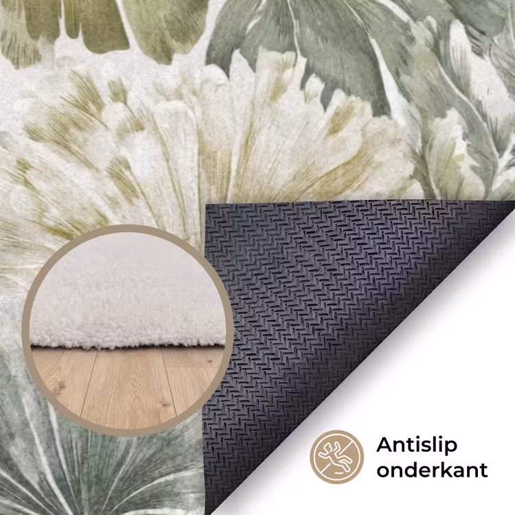Bladeren - Botanisch - Groen Vloerkleed Rechthoek klein 1091 -uniquesellingpoint_antislip_NL