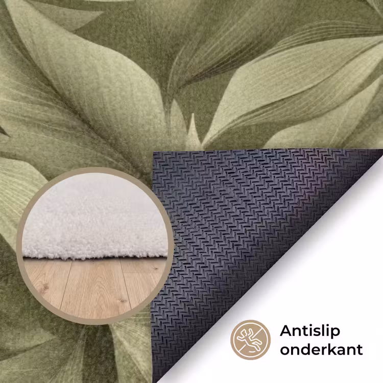 Bladeren - Modern - Groen Vloerkleed Rechthoek klein 1091 -uniquesellingpoint_antislip_NL