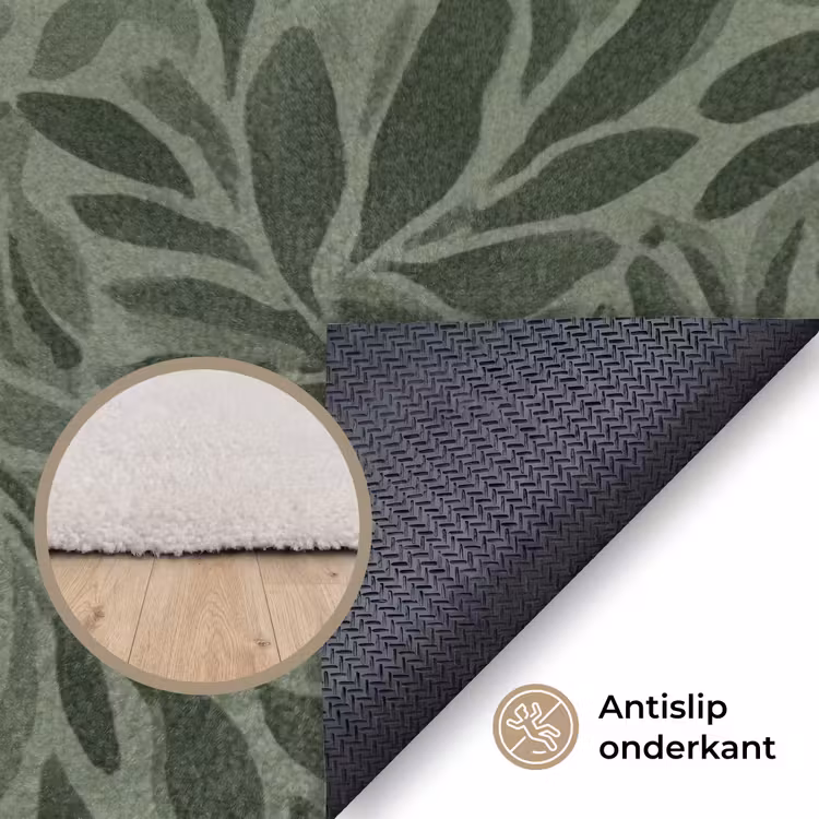 Bladeren - Organisch - Groen Vloerkleed Rechthoek klein 1091 -uniquesellingpoint_antislip_NL