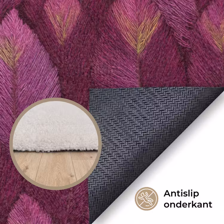 Bladeren - Patroon - Burgundy Vloerkleed Rechthoek klein 1091 -uniquesellingpoint_antislip_NL_DE