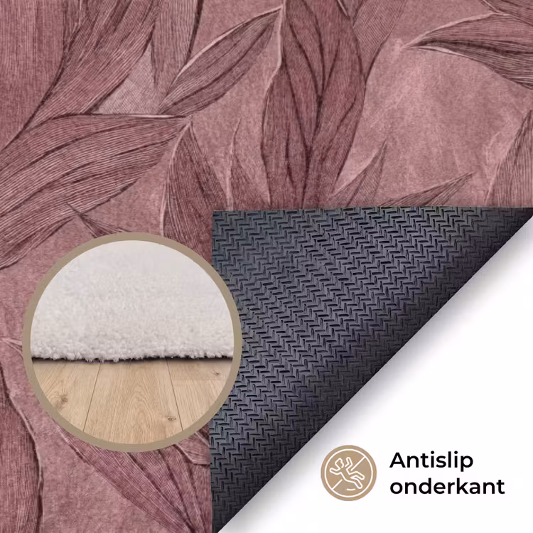 Bladeren - Patroon - Paars Vloerkleed Rechthoek klein 1091 -uniquesellingpoint_antislip_NL_DE