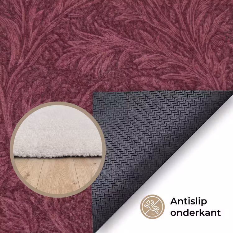 Bladeren - Patroon - Paars Vloerkleed Rechthoek klein 1091 -uniquesellingpoint_antislip_NL_DE