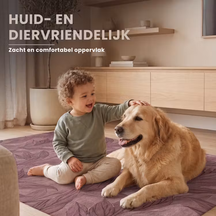 Bladeren - Patroon - Paars Vloerkleed Rechthoek klein 1091 -uniquesellingpoint_USP_zachtNL_DE
